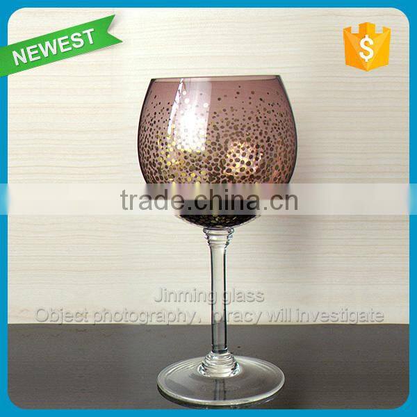 Newest colorful goblet wine glass wholesale thick bottom glass wine cup support OEM glass cup