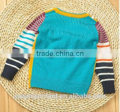 v-neck single-breasted sweater cardigan Cashmere color matching stripes