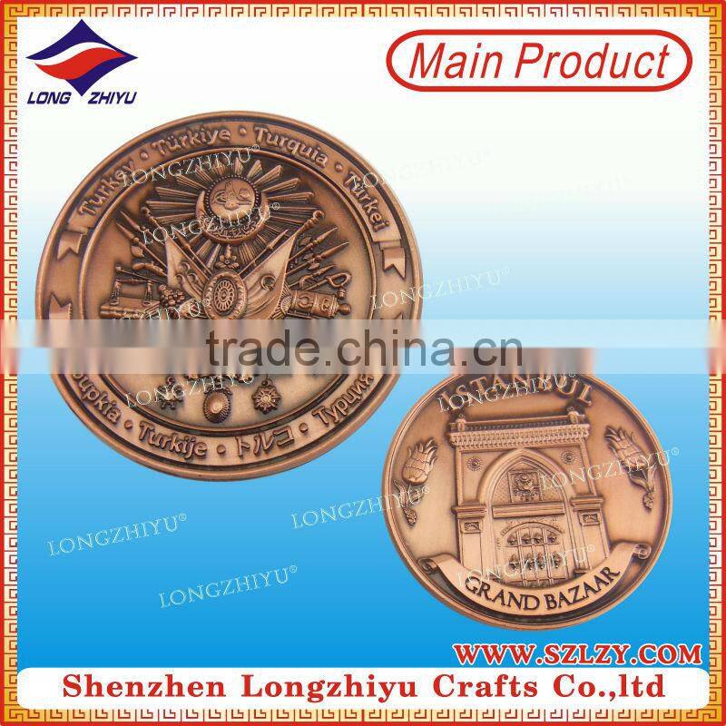 souvenir commemorative coin medal,3D zinc alloy die casting metal silver coins with acrylic box