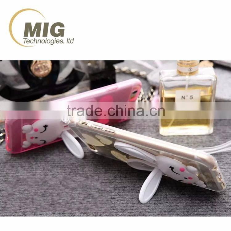 new cute rabbit ear kickstand TPU phone case for iphone 4 4s mobile phone back cover