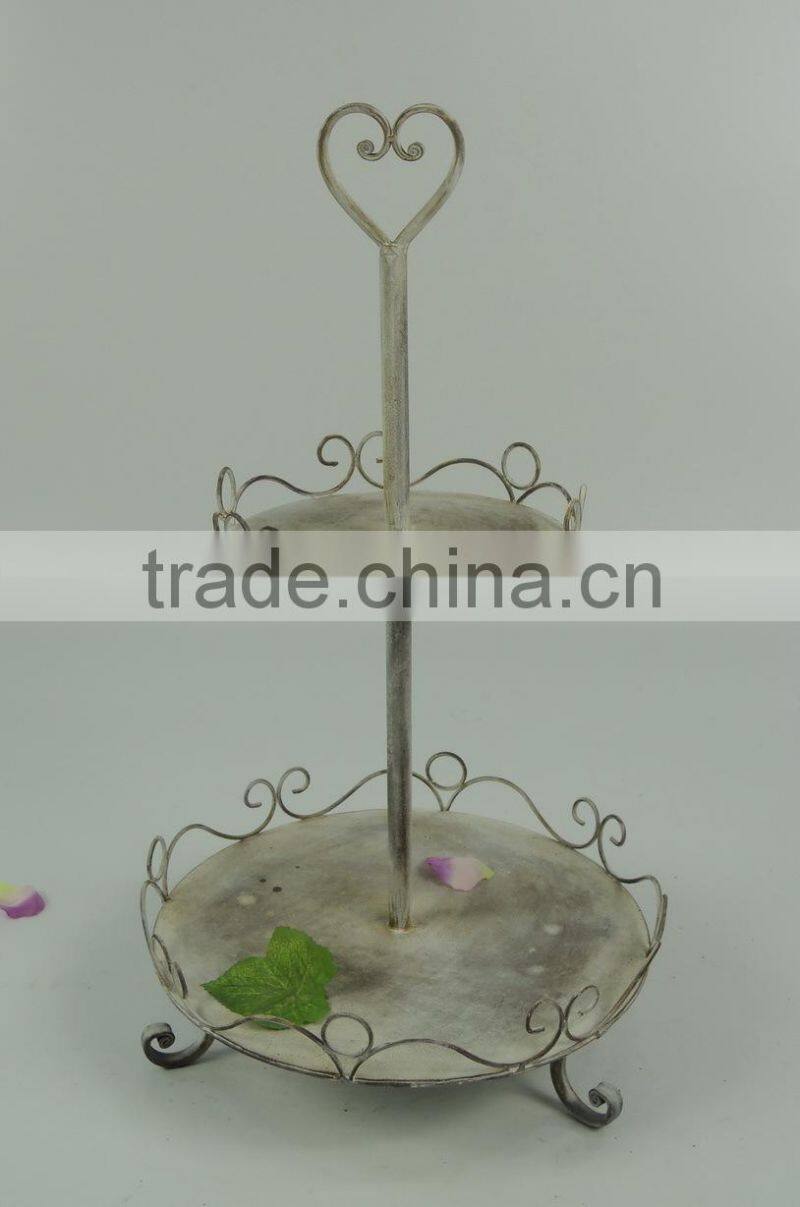 Handmade antique decorative 2 tier metal cupcake stand