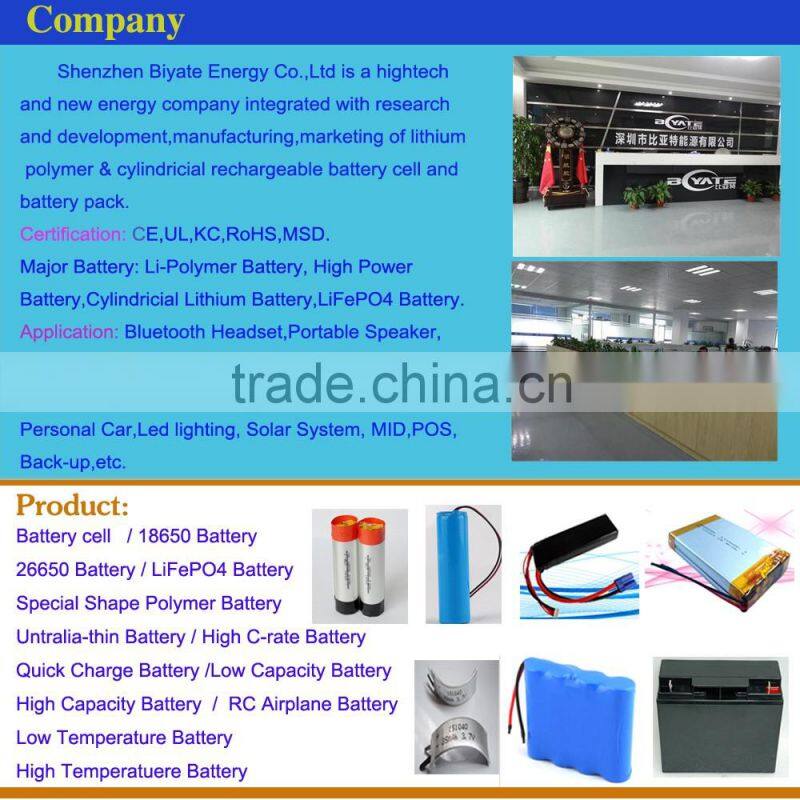 Hot sale 3.7V 1650mAh lithium Polymer battery for Fire system