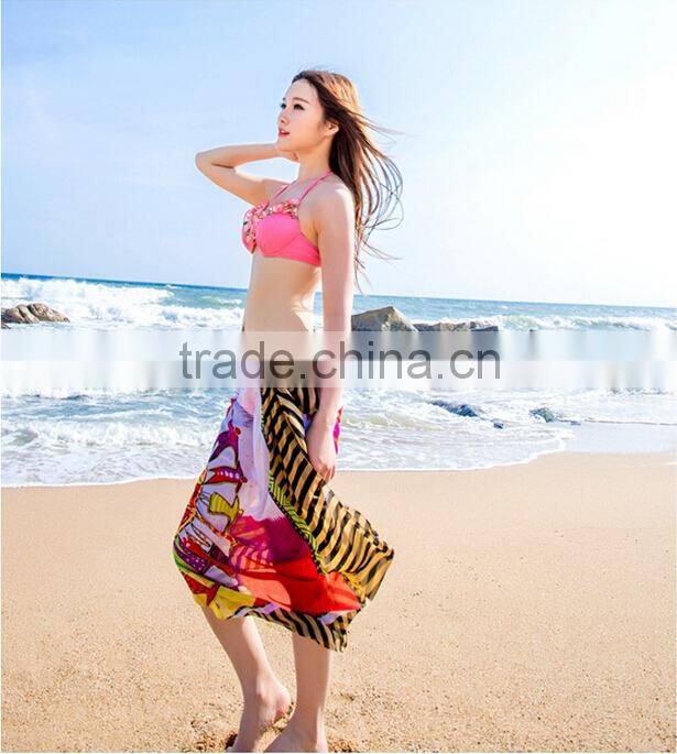 2015 fashion scarf high qulity rose multi wear beach dress