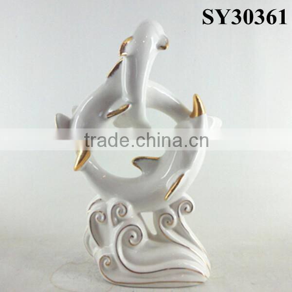 Home decoration white ceramic fish
