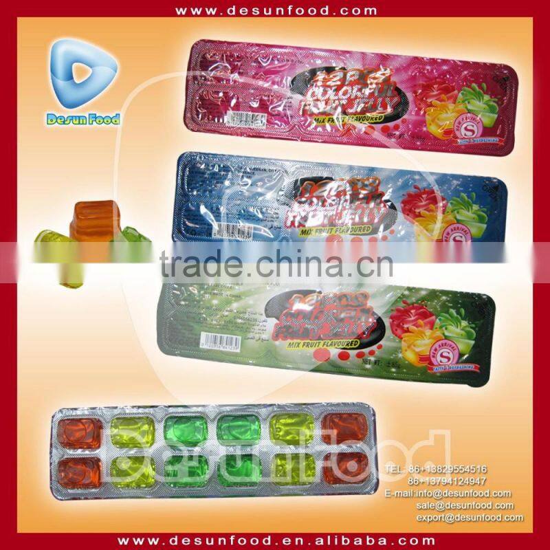 2016 new 12PCS colorful mini jelly cube with mix fruit flavors jelly manufacturer