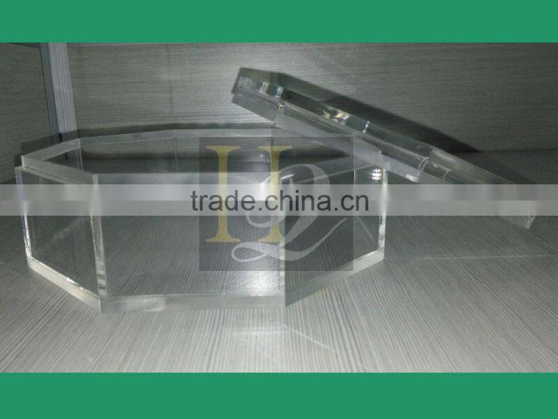 Eco-friendly clear octagonal-shaped acrylic candy chocolate display box with cover