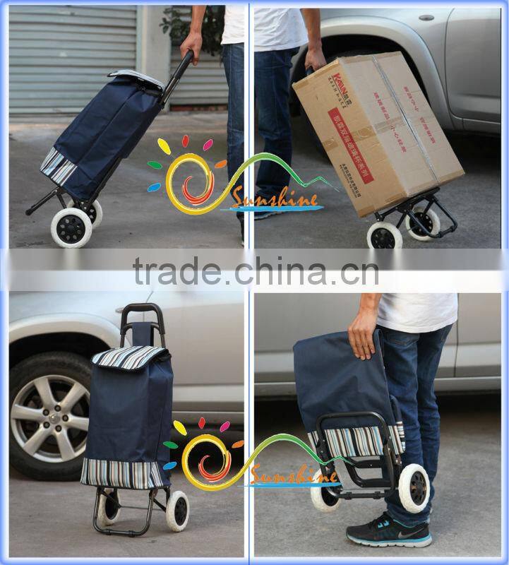White shopping trolley bag,usable folding trolley bag.