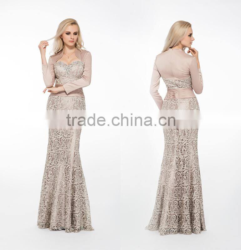 Hot Selling Vintage Long Sleeve Mermaid 2016 Evening Wedding Dress