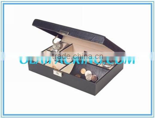 Black Faux Leather Mans Coin Jewellery Watch Box