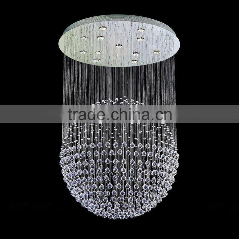 Staircase Crystal Drop LED Pendant Ball Chandelier Light for High Ceiling