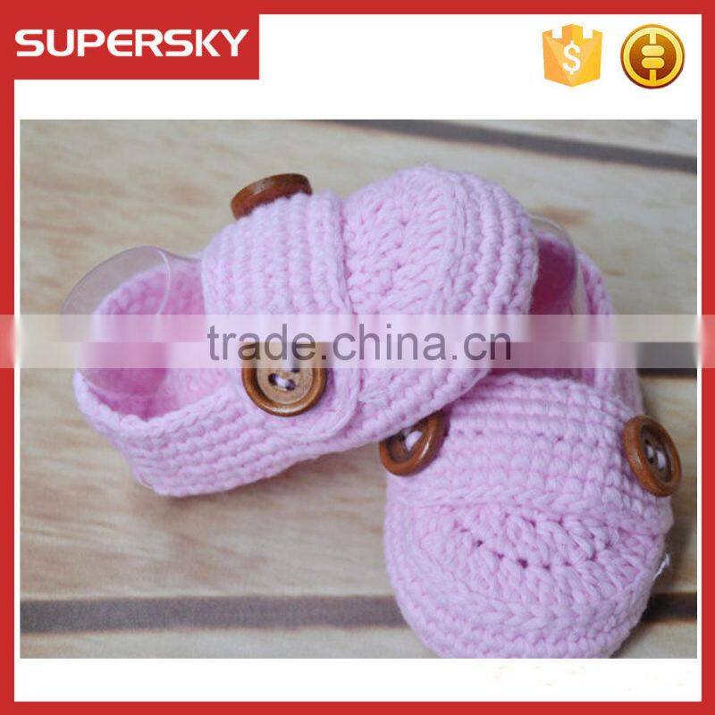 A-188 Hand Crochet Baby Shoes Baby Knitting Infant Indoor Slipper Shoes Crochet Prewalk Shoes