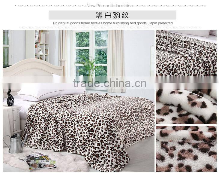 cheap leopard design coral fleece blanket