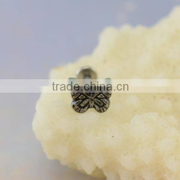 Casting Butterfly Shaped Lip Piecing Body Jewelry Fashion Screw Fit Lip Stud Rings Labret