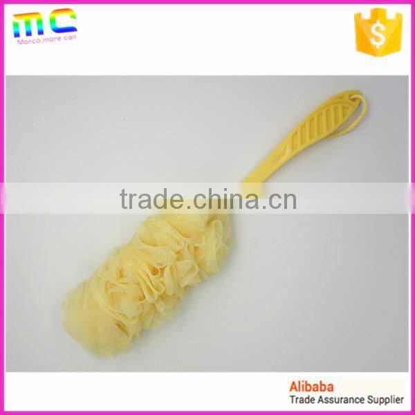 colorful long hand PE mesh sponge back body bath brush
