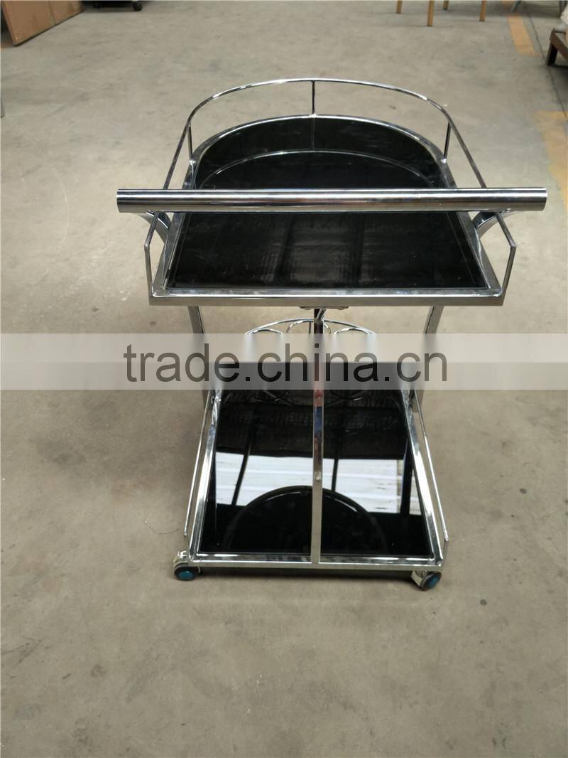 Modern style Glass serving kitchen cart