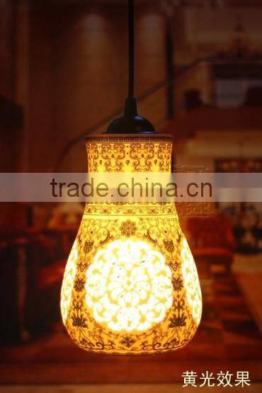 Vintage LED Pendant Light Blue White Porcelain Ceramic Loft Coffee Bar Restaurant Kitchen Lights