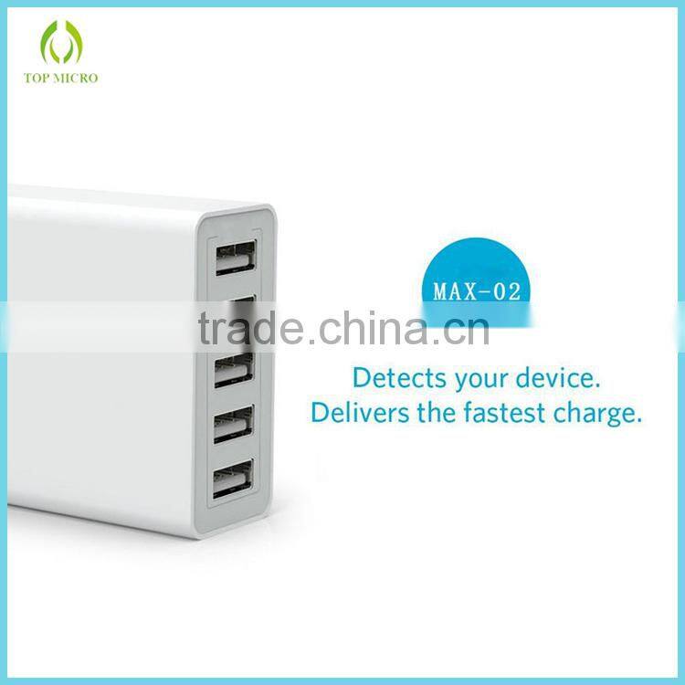 2016 Wholesales with 1.6M Power Cable 6A/8A Multiple 5-Port USB Travel Wall Charger