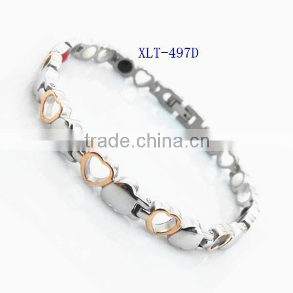 Black heart couple anti-radiation magnetic bracelet stainless steel energy bracelet