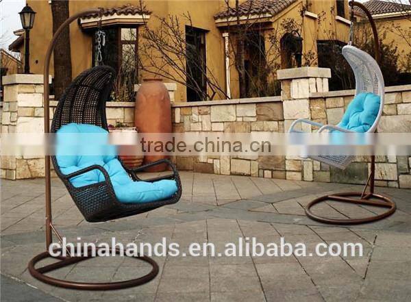 Patio Furniture Rattan Hanging Egg Chair With Metal Stand