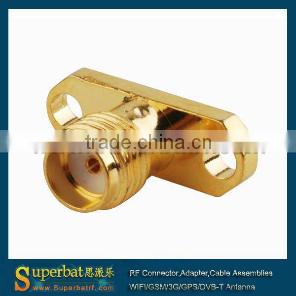 sma adaptor 2 hole panel mount jack with long dielectric and solder Post