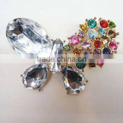 clear crystal red stones dragonfly brooch pin