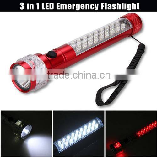 Patent hot sell 3 in 1 emergency led flashlight