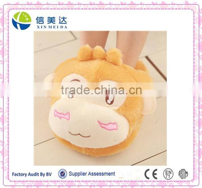 Wholesale plush slipper monkey head cartoon indoor slipper