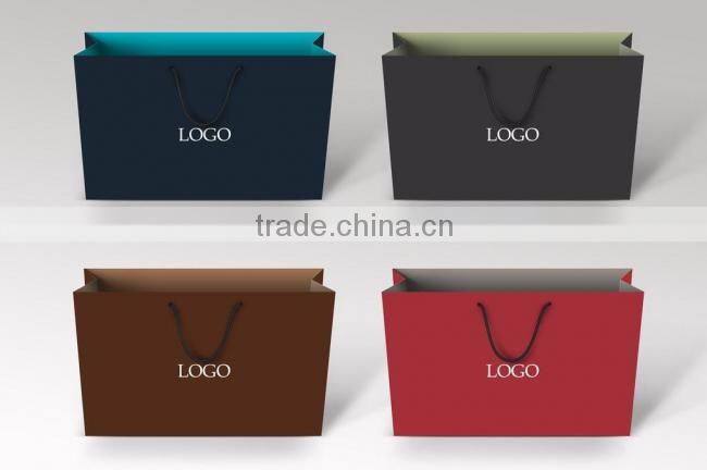 factory outlet OEM black gift paper bag with silk ribbon