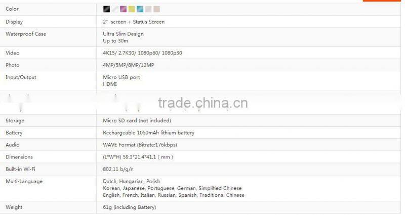 4K 30fps action camera dual screen go pro style original Genuine AT-H3R 4K + Wifi + 2.4G Remote Control