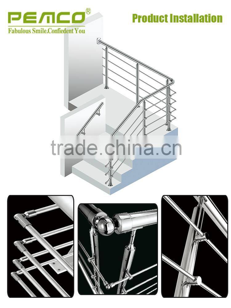 Best Professional Project Factory For Indoor/Outdoor Removable Clear Glass Stair Balcony Stainless Steel Balustrade