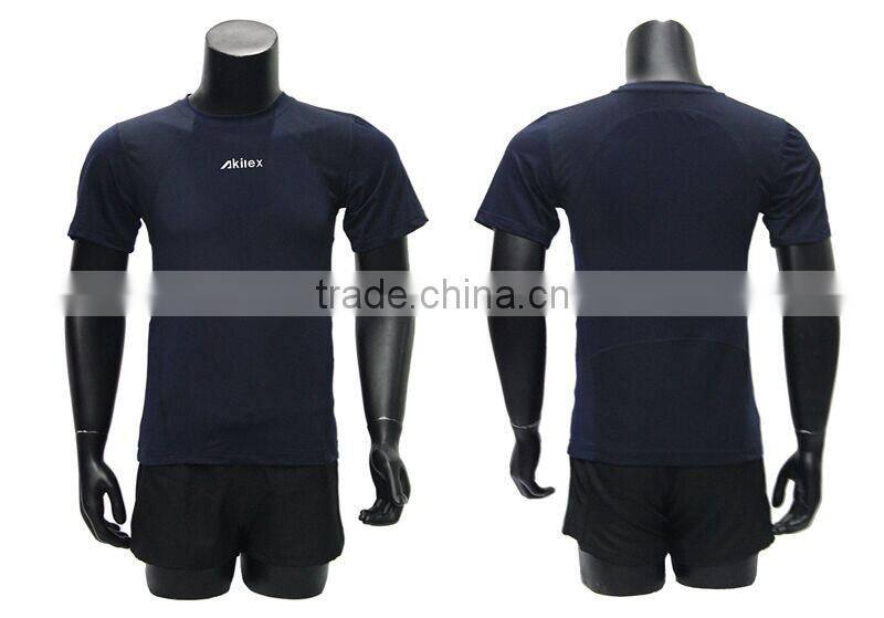 2016 new slim men black soccer jersey