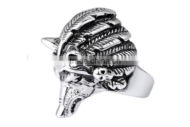 KSTONE Men's Silver 316L Stainless Steel animal skull biker ring