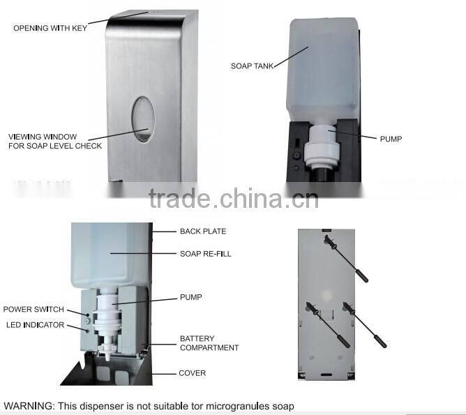 automatic liquid soap dispenser, sensor liquid wall mount soap dispenser, touchless stainless steel soap dispenser