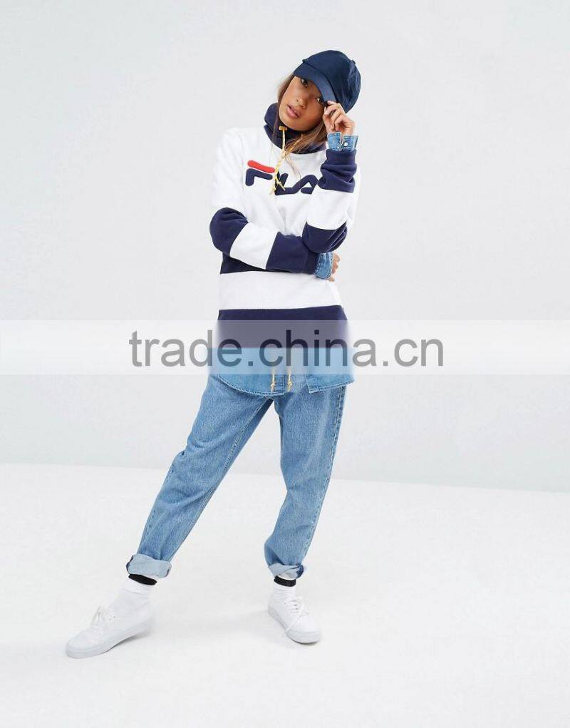 Daijun cheap custom fashion high neck cotton women different colored sleeves hoodie