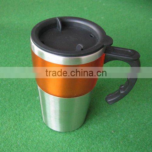 Colorful Travel mug with stainless steel holder and plastic ring