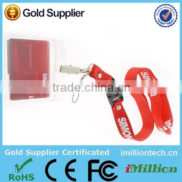 Promotional custom printing USB drive flash lanyard with plastic clip