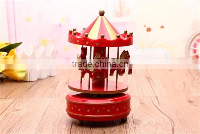 wooden mechanism carousel music box