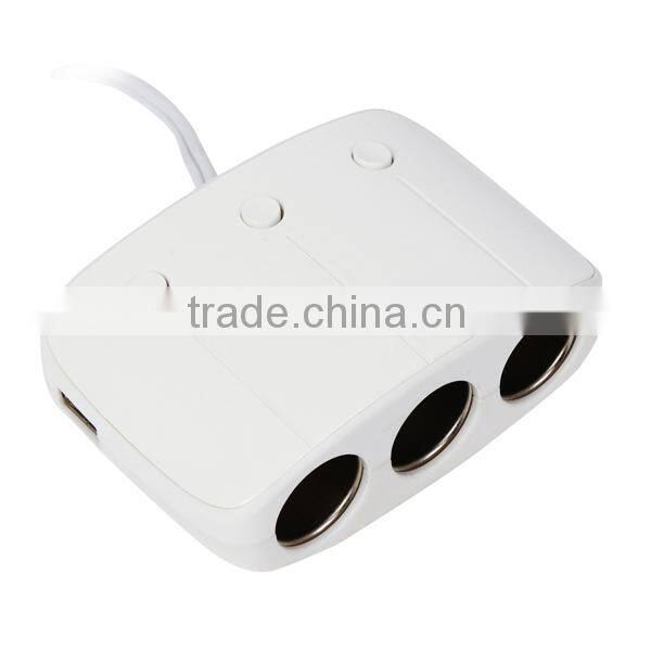 oem logo printing electrical outlet car adapter triple usb car socket