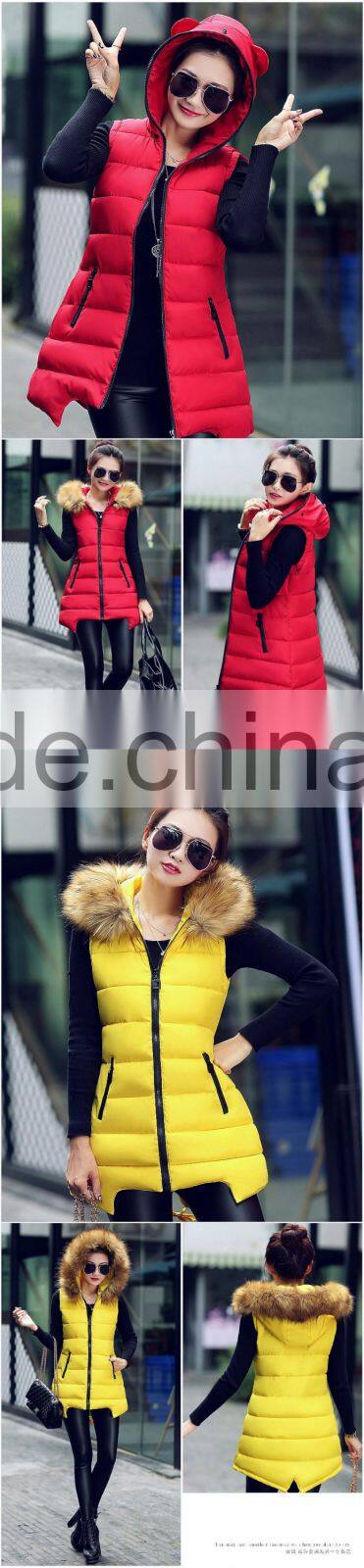 Beautiful women formal sleeveless jacket for girls with hood