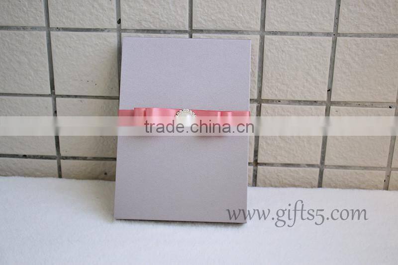 Custom handmade wedding invitation box with ribbon