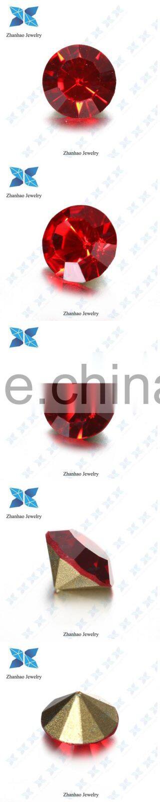 Hot Fix Light Siam Dark Red Point back Crystal Glass Chaton Rhinestone