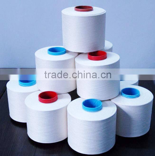 100% poly poly raw white on tube 45/2 core spun yarn manufacturer in China