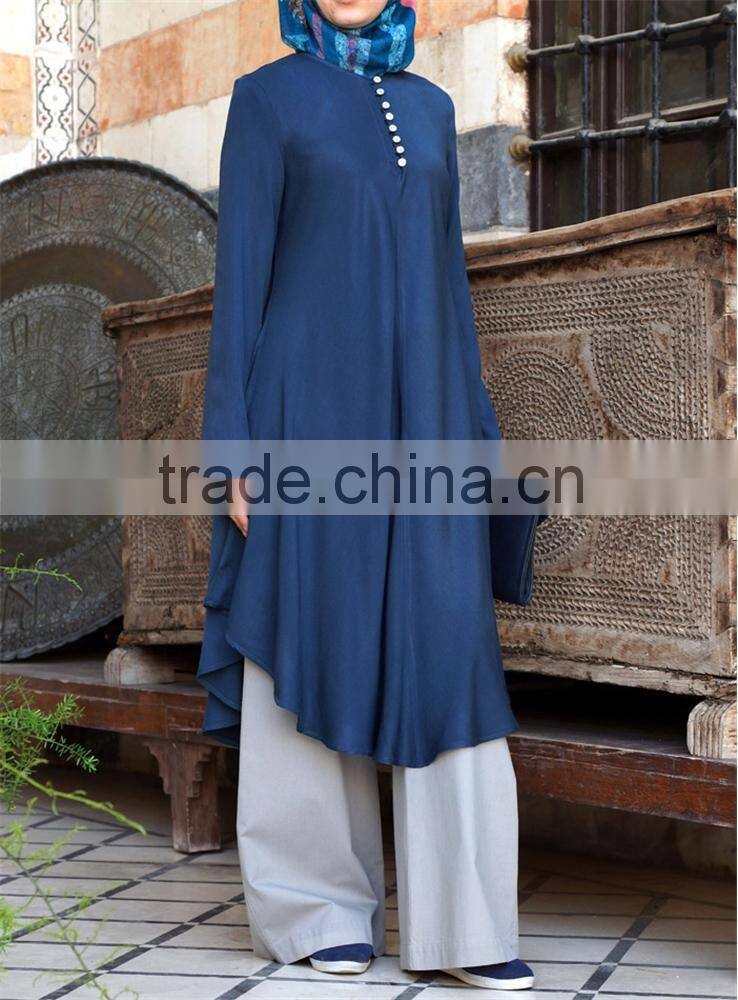 OEM service China factory custom made arabic basic muslim pleated loose tunic