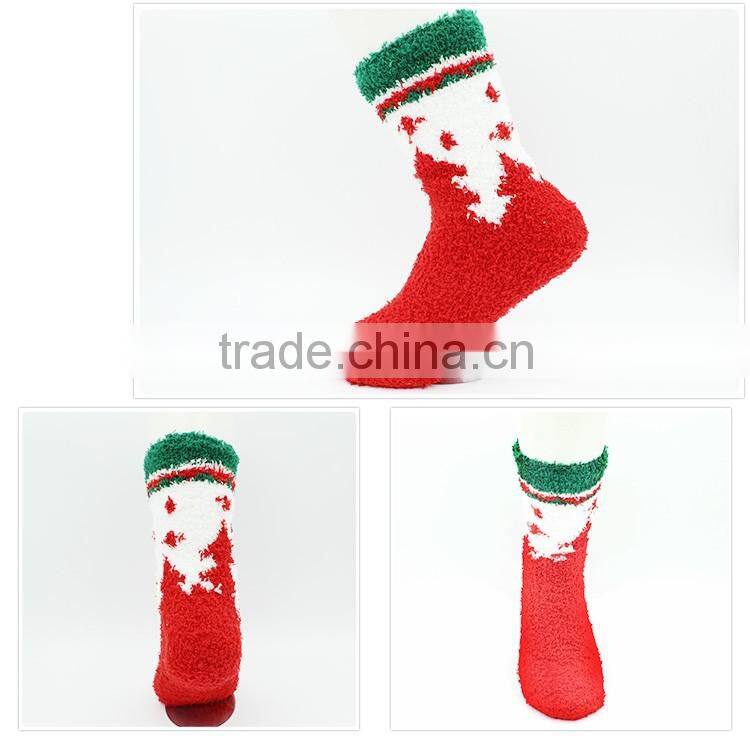 Thick adult christmas style red cheap wholesale full terry socks