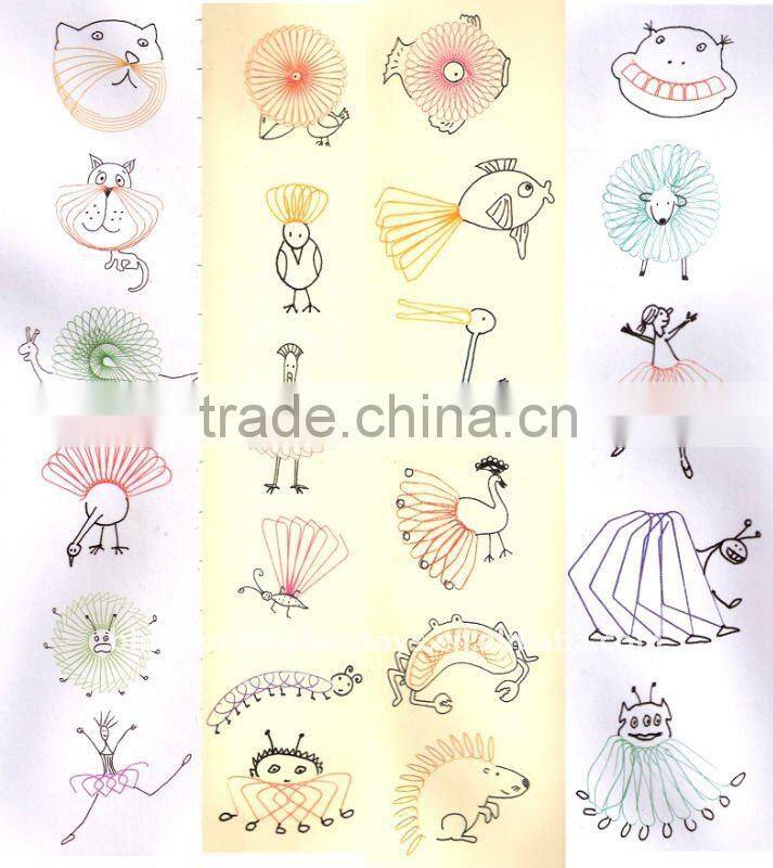 plastic spirograph toys with papers