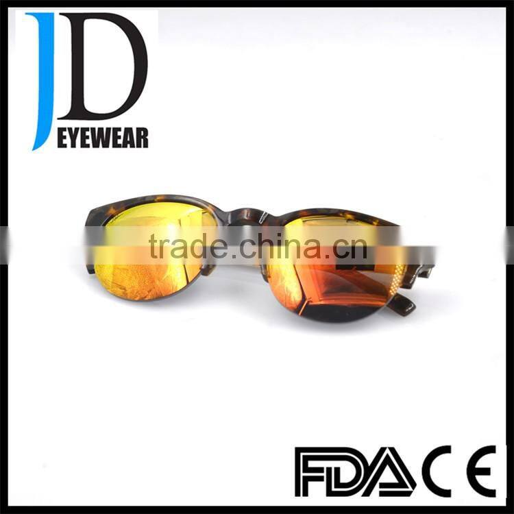newest design plastic acetate custom made half frame sunglasses with gold mirror lenses
