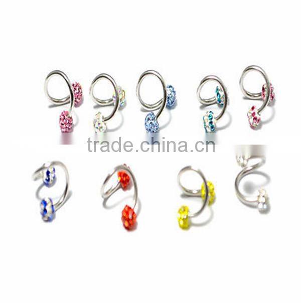 CZ Shine Gems Twist Barbells Ear Stud Earring Nose Lip Nipple Ring NEW