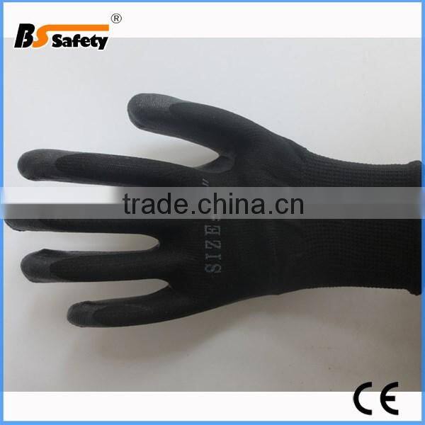BSSAFETY Black nitrile coated industrial work gloves