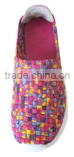 China Factory Women Woven Weave Shoes , Elastic Belt Hand Knit Shoes , Handmade Woven Elastic Shoes HT-109714-202