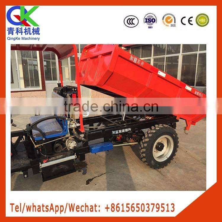 Weighted double beam engineering three-wheeler together with hydraulic jacking